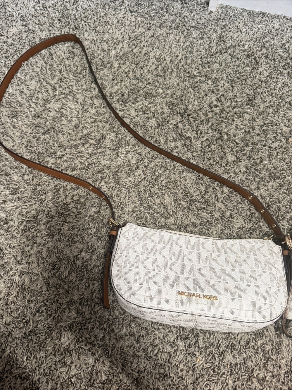 Michael Kors Beige/White MK Crossbody Bag with Wallet - Picture 10 of 11